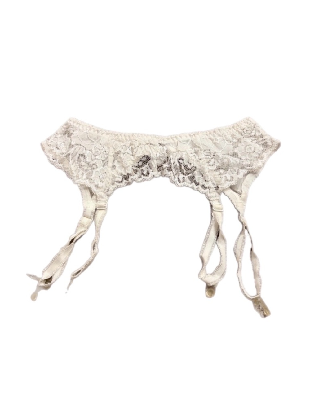 90s/Y2K European Vintage Vivien Vance Floral Lace Garter Belt (Ivory) Size M/L